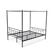 Pemberly Row Traditional Metal Queen Canopy Bed Frame in Black