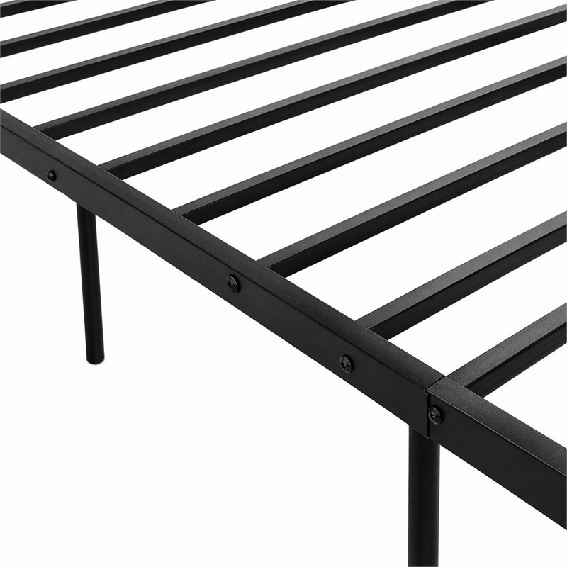 Pemberly Row Traditional Metal Queen Canopy Bed Frame in Black