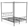 Pemberly Row Traditional Metal Queen Canopy Bed Frame in Black