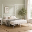 Pemberly Row Traditional Metal Queen Canopy Bed Frame in White
