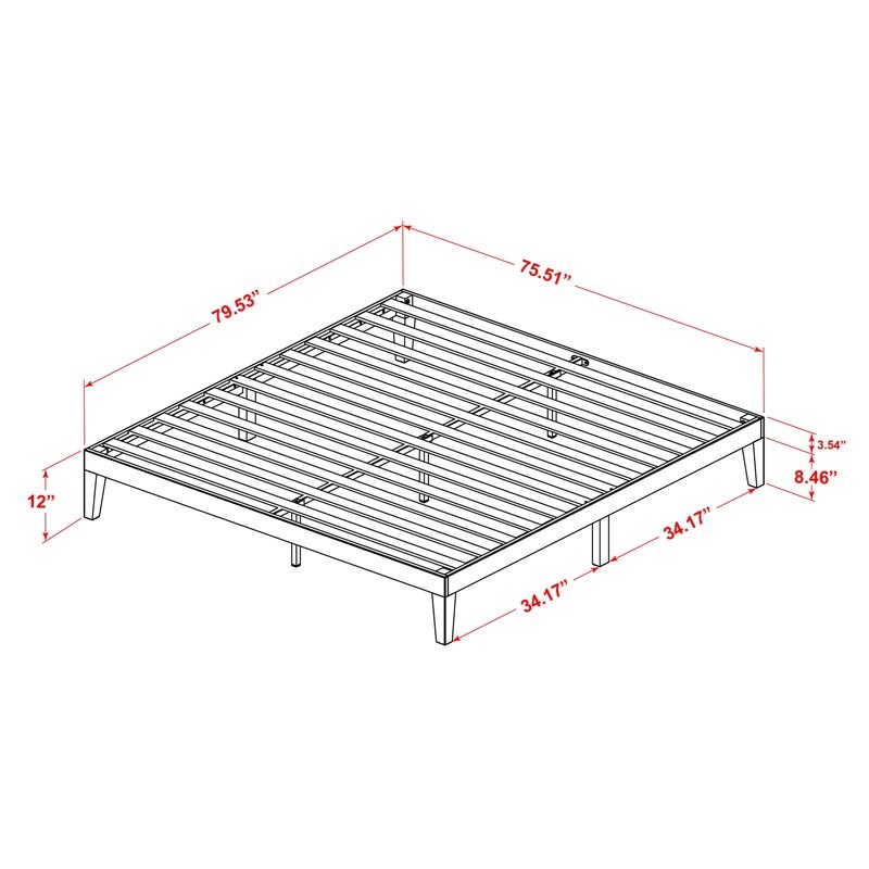 Pemberly Row King Platform Bed in Engineered Wood and Rustic Oak