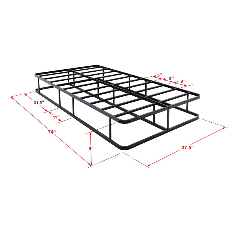 Pemberly Row Twin Metal Bed Frame in Black Finish