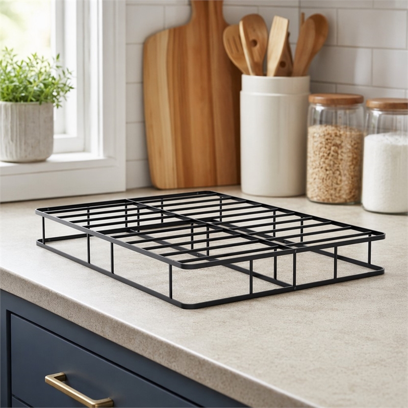 Pemberly Row Full Metal Bed Frame in Black Powder Coat Finish
