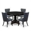 Pemberly Row 5-Piece Acacia Wood Dining Table Set in Sand Blasted Black