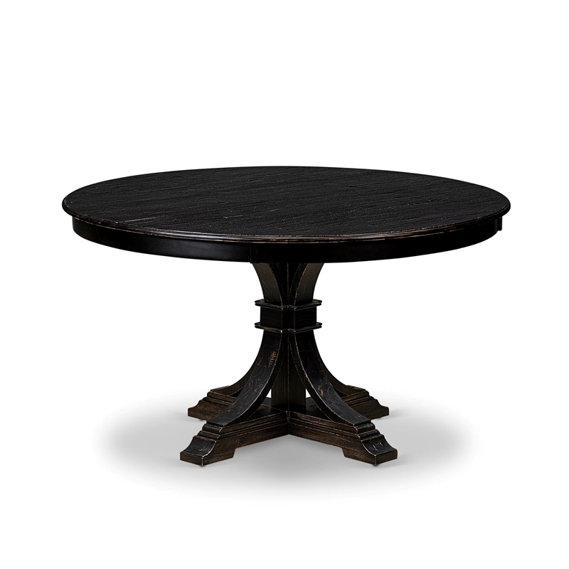 Pemberly Row 5-Piece Acacia Wood Dining Table Set in Sand Blasted Black