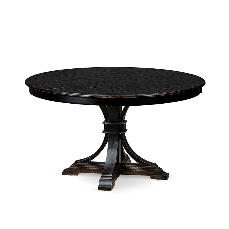 Pemberly Row 5-Piece Acacia Wood Dining Table Set in Sand Blasted Black