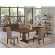 Pemberly Row 5-Piece Walnut Wood Dining Set with Light Sable Upholstery