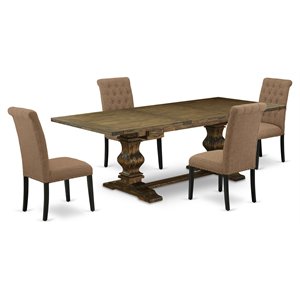 Pemberly Row 5-Piece Wood Dining Set in Jacobean Brown Finish