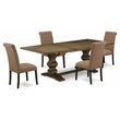 Pemberly Row 5-Piece Wood Dining Set in Jacobean Brown Finish