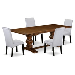 Pemberly Row 5-Piece Walnut Wood Dining Table Set with Black Finish