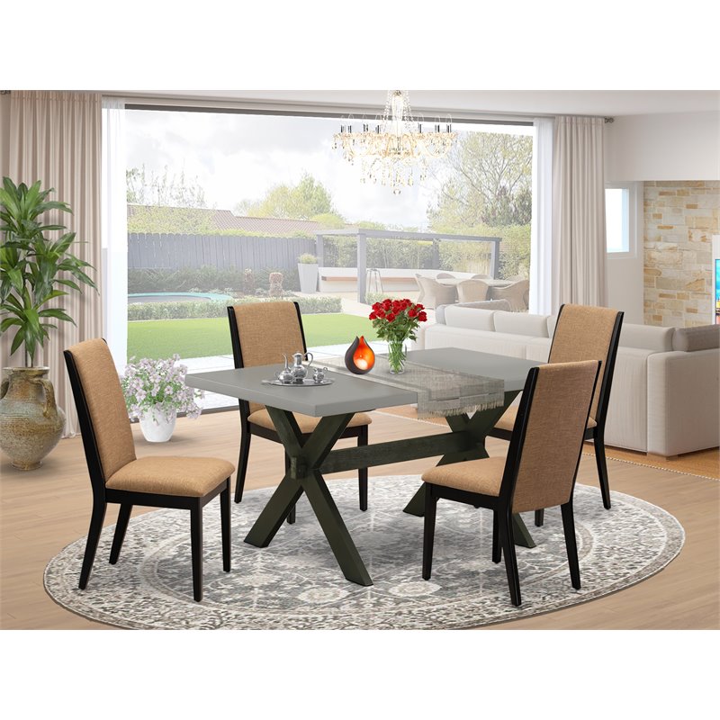 Pemberly Row 5-Piece Wood Kitchen Dining Set in Black and Light Sable