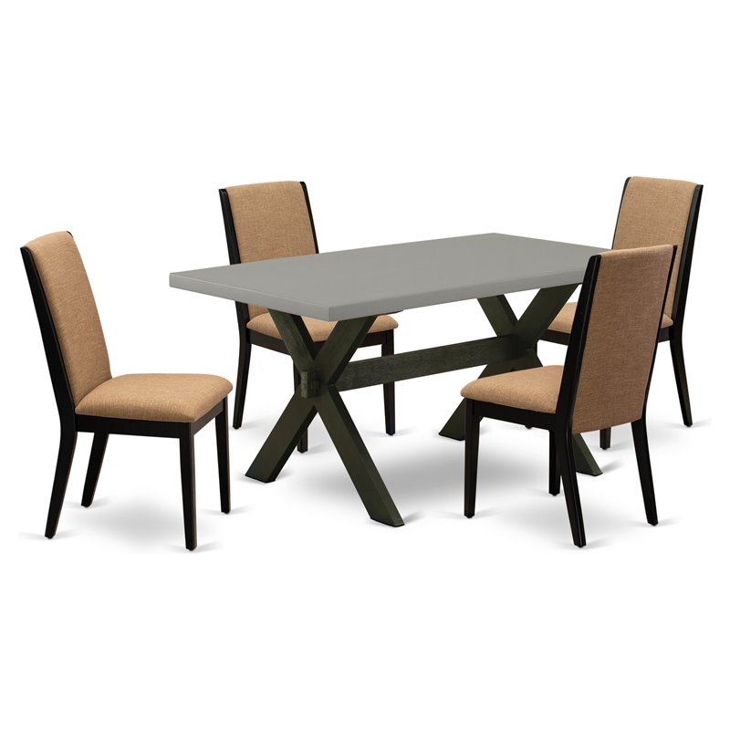 Pemberly Row 5-Piece Wood Kitchen Dining Set in Black and Light Sable