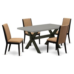 Pemberly Row 5-Piece Wood Kitchen Dining Set in Black and Light Sable