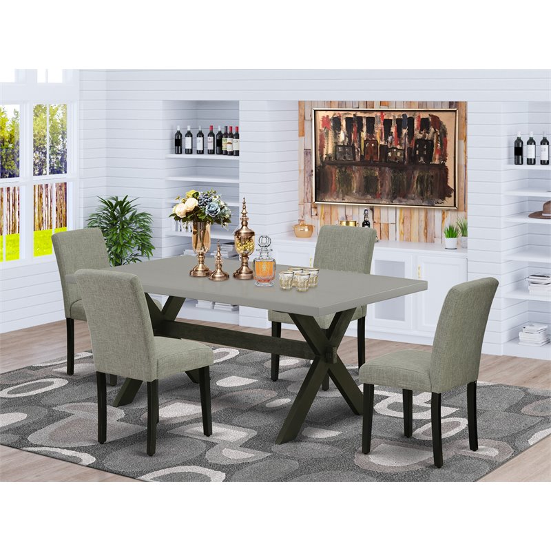 Pemberly Row 5-Piece Urban Wood Dining Set in Cement and Shitake Finish