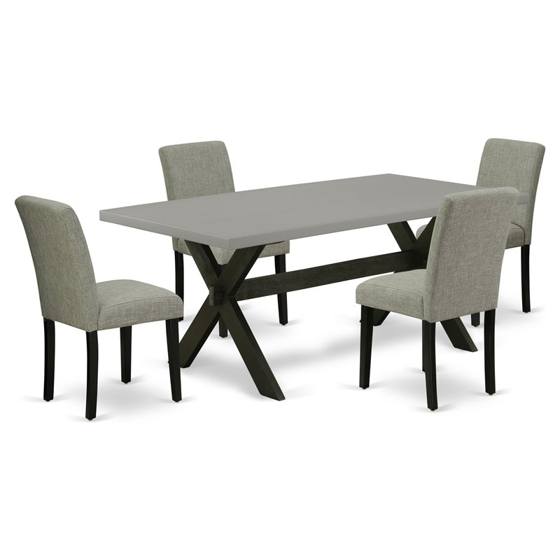 Pemberly Row 5-Piece Urban Wood Dining Set in Cement and Shitake Finish