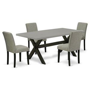 Pemberly Row 5-Piece Urban Wood Dining Set in Cement and Shitake Finish