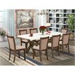 Pemberly Row 9-Piece Modern Dining Set with Rubberwood and Linen Upholstery
