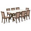 Pemberly Row 9-Piece Modern Dining Set with Rubberwood and Linen Upholstery
