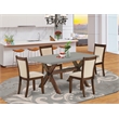 Pemberly Row 5-Piece Dining Set with Cement Tabletop and Beige Chairs