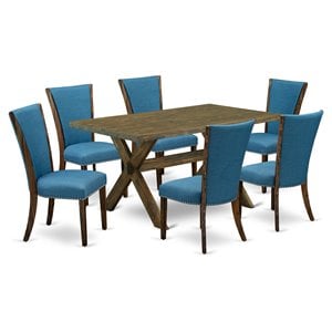 Pemberly Row 7-Piece Rectangular Wood Dining Set in Jacobean Brown