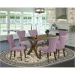 Pemberly Row 7-Piece Dining Set with Linen White Table and Shitake Chairs