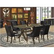 Pemberly Row 7-Piece Dining Set with Jacobean Table and Black Chairs