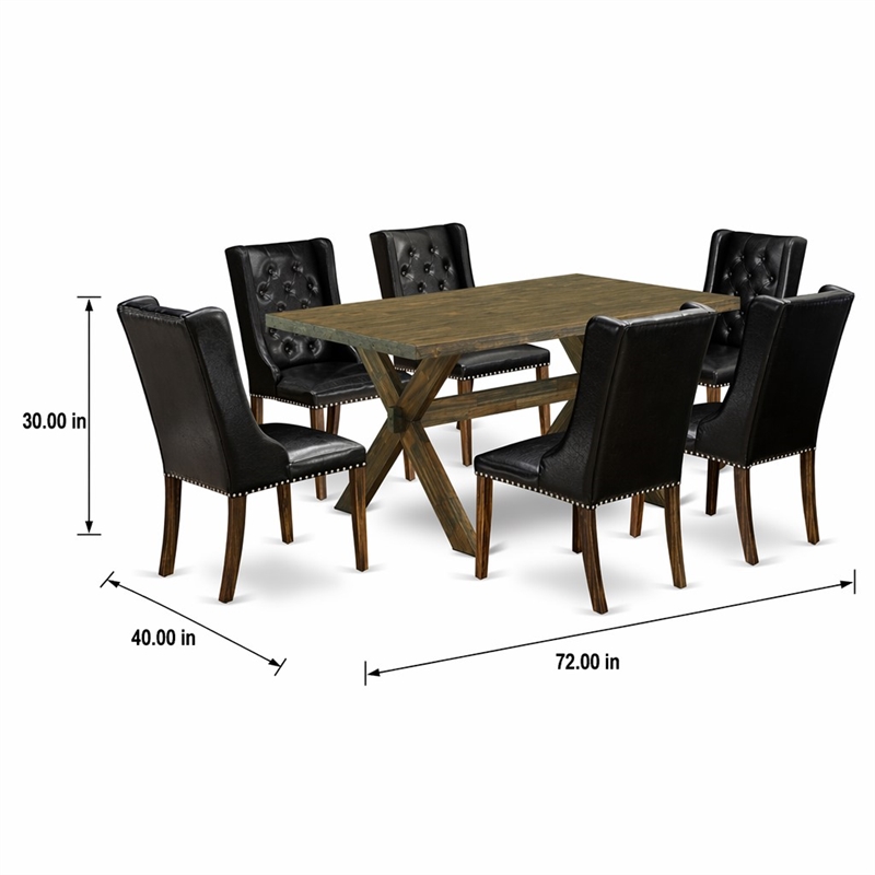 Pemberly Row 7-Piece Dining Set with Jacobean Table and Black Chairs