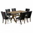 Pemberly Row 7-Piece Dining Set with Jacobean Table and Black Chairs