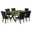 Pemberly Row 7-Piece Dining Set with Jacobean Table and Black Chairs