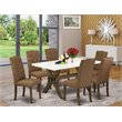 Pemberly Row 7-Piece Brown Smoke Dining Set with Padded Chairs