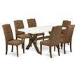 Pemberly Row 7-Piece Brown Smoke Dining Set with Padded Chairs