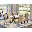 Pemberly Row 7-Piece Wood Dining Set in White and Brown
