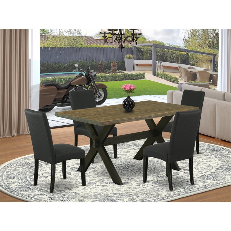 Pemberly Row 5-Piece Dining Table Set with Black Jacobean Finish
