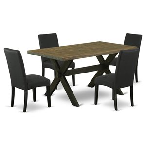 Pemberly Row 5-Piece Dining Table Set with Black Jacobean Finish