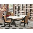 Pemberly Row 5-Piece Wood Dining Table Set with Light Sable Upholstery