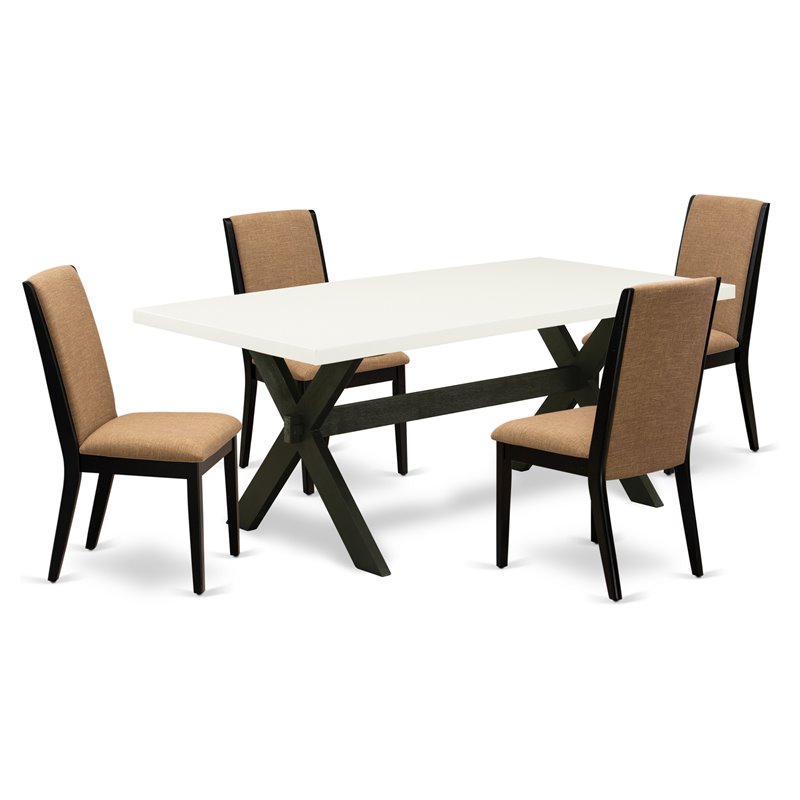 Pemberly Row 5-Piece Wood Dining Table Set with Light Sable Upholstery