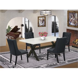 Pemberly Row 5-Piece Wood Dining Table Set with Linen Upholstery