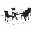 Pemberly Row 5-Piece Wood Dining Table Set with Linen Upholstery