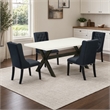 Pemberly Row 5-Piece Wood Dining Table Set with Linen Upholstery