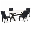 Pemberly Row 5-Piece Wood Dining Table Set with Linen Upholstery