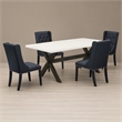 Pemberly Row 5-Piece Wood Dining Table Set with Linen Upholstery