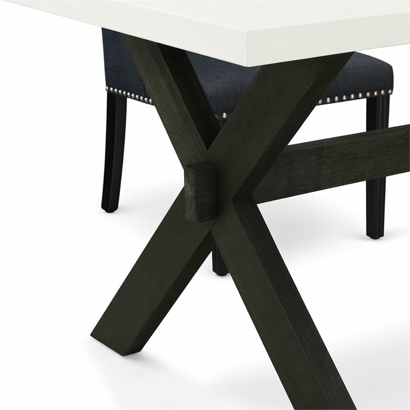 Pemberly Row 5-Piece Wood Dining Table Set with Linen Upholstery
