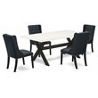 Pemberly Row 5-Piece Wood Dining Table Set with Linen Upholstery