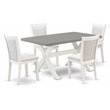 Pemberly Row 5-Piece Dining Set with Linen-Fabric Chairs in Cement Finish