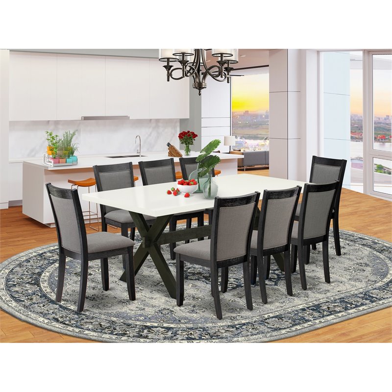 Pemberly Row 9-Piece Rubber Wood Dining Set in Multi-Color Finish