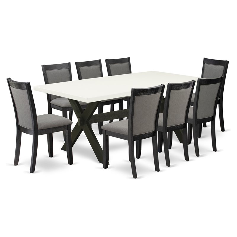 Pemberly Row 9-Piece Rubber Wood Dining Set in Multi-Color Finish