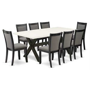 Pemberly Row 9-Piece Rubber Wood Dining Set in Multi-Color Finish