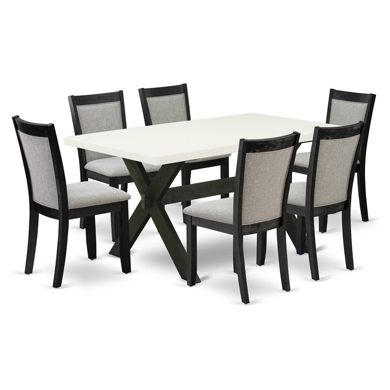 Pemberly Row 7-Piece Dining Set in White and Shitake Gray
