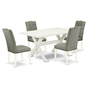 Pemberly Row 5-Piece Wood Dining Set with Upholstered Chairs in Gray