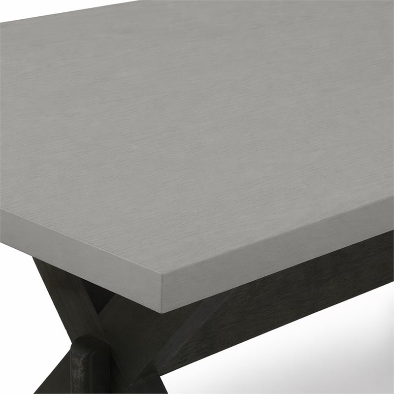 Pemberly Row 5-Piece Wood Dining Table Set with X-Leg Base in Cement and Black